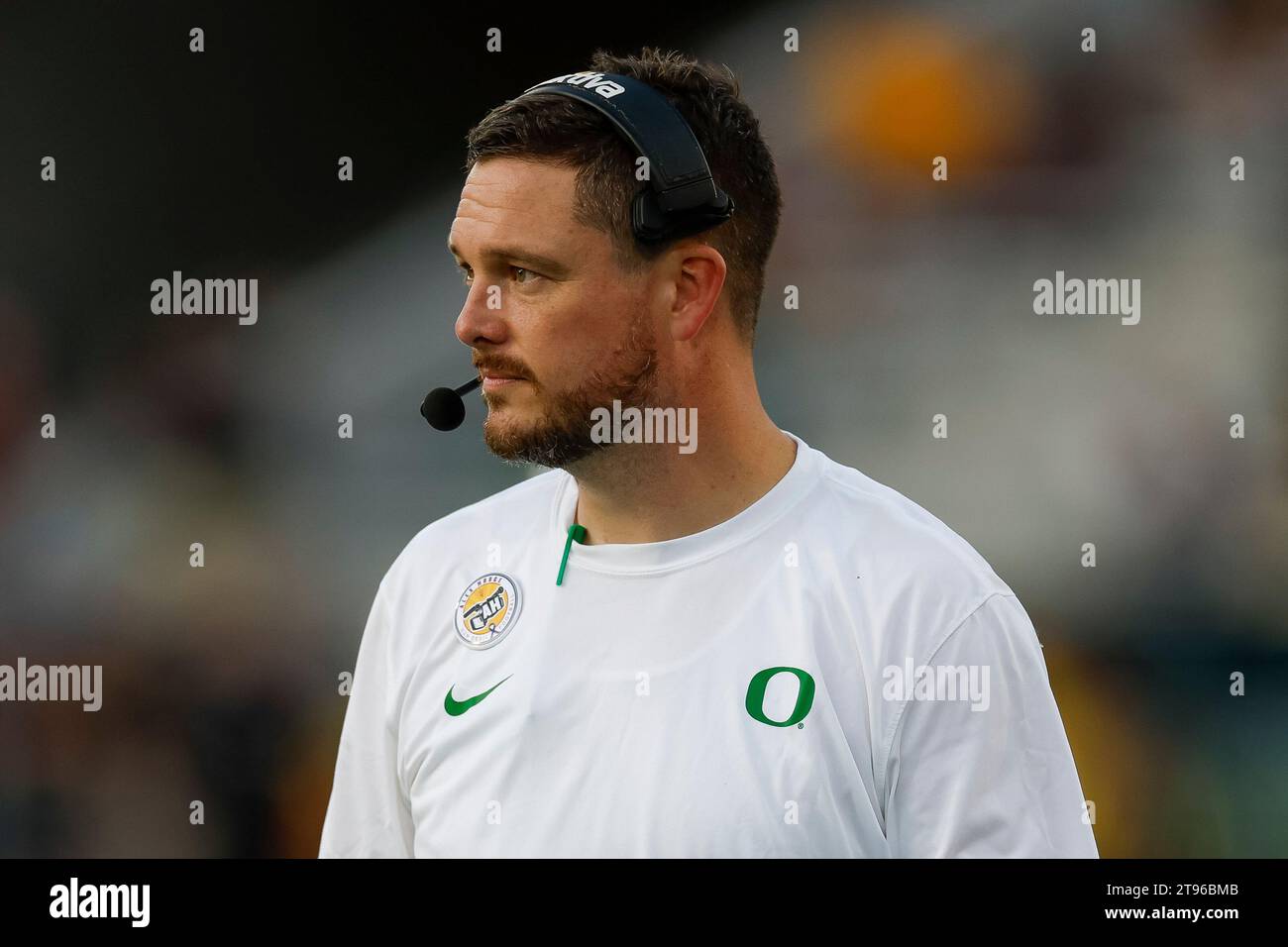 Oregon Ducks head coach Dan Lanning on the sideline during a college football regular season game against the Arizona State Sun Devils, Saturday, Nove Stock Photo