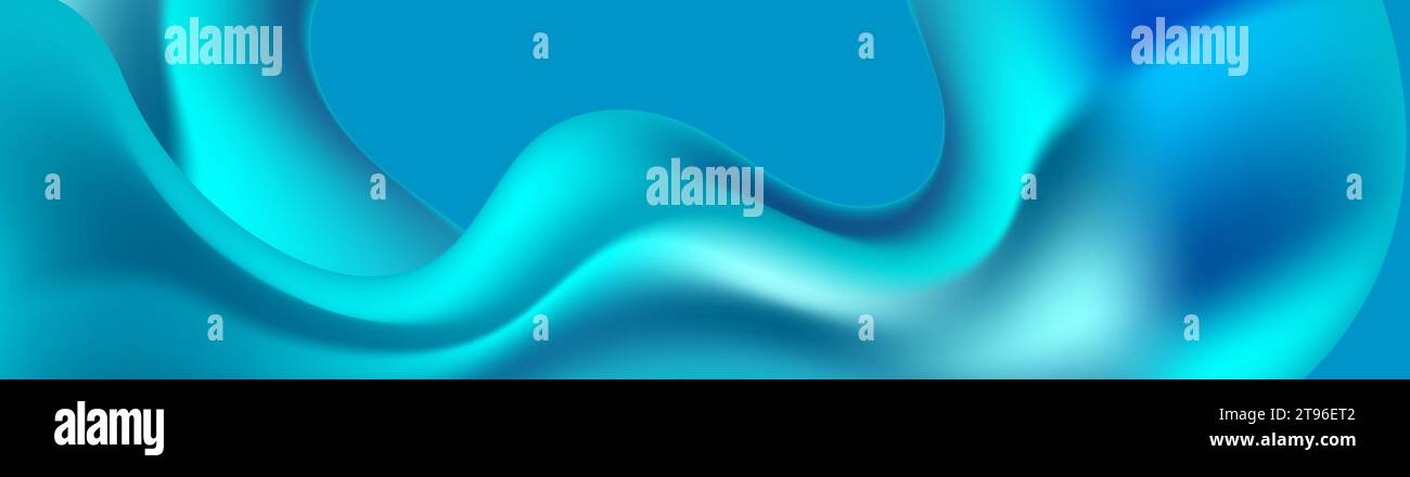 Abstract bright blue liquid waves futuristic background. Vector banner ...