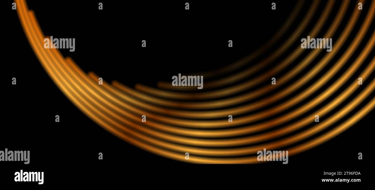 Bronze smooth round lines abstract geometric banner design. Technology minimal vector background Stock Vector