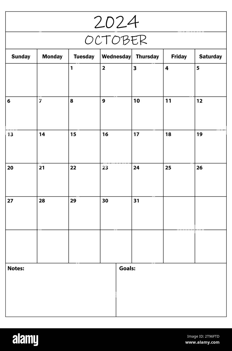 2024 October planner. calendar planner. simple minimal calendar. vector