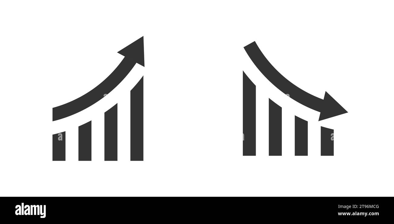 Growth, decline icon. Financial arrows up and down. Vector illustration ...