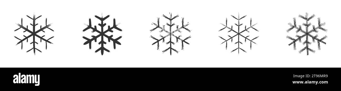 Hand drawn snowflake icon set. Vector illustration Stock Vector Image ...
