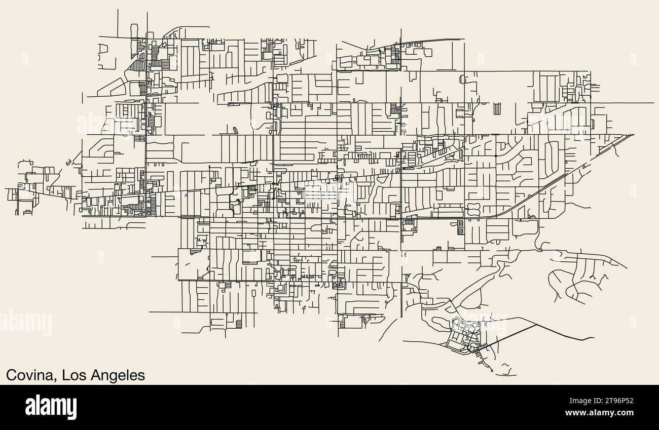 Street roads map of the CITY OF COVINA, LOS ANGELES CITY COUNCIL Stock ...