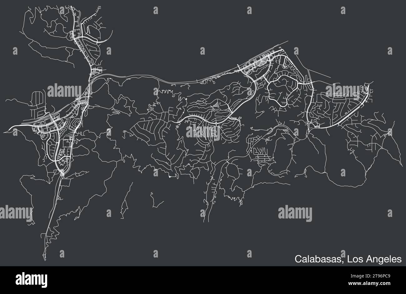 Street roads map of the CITY OF CALABASAS, LOS ANGELES CITY COUNCIL