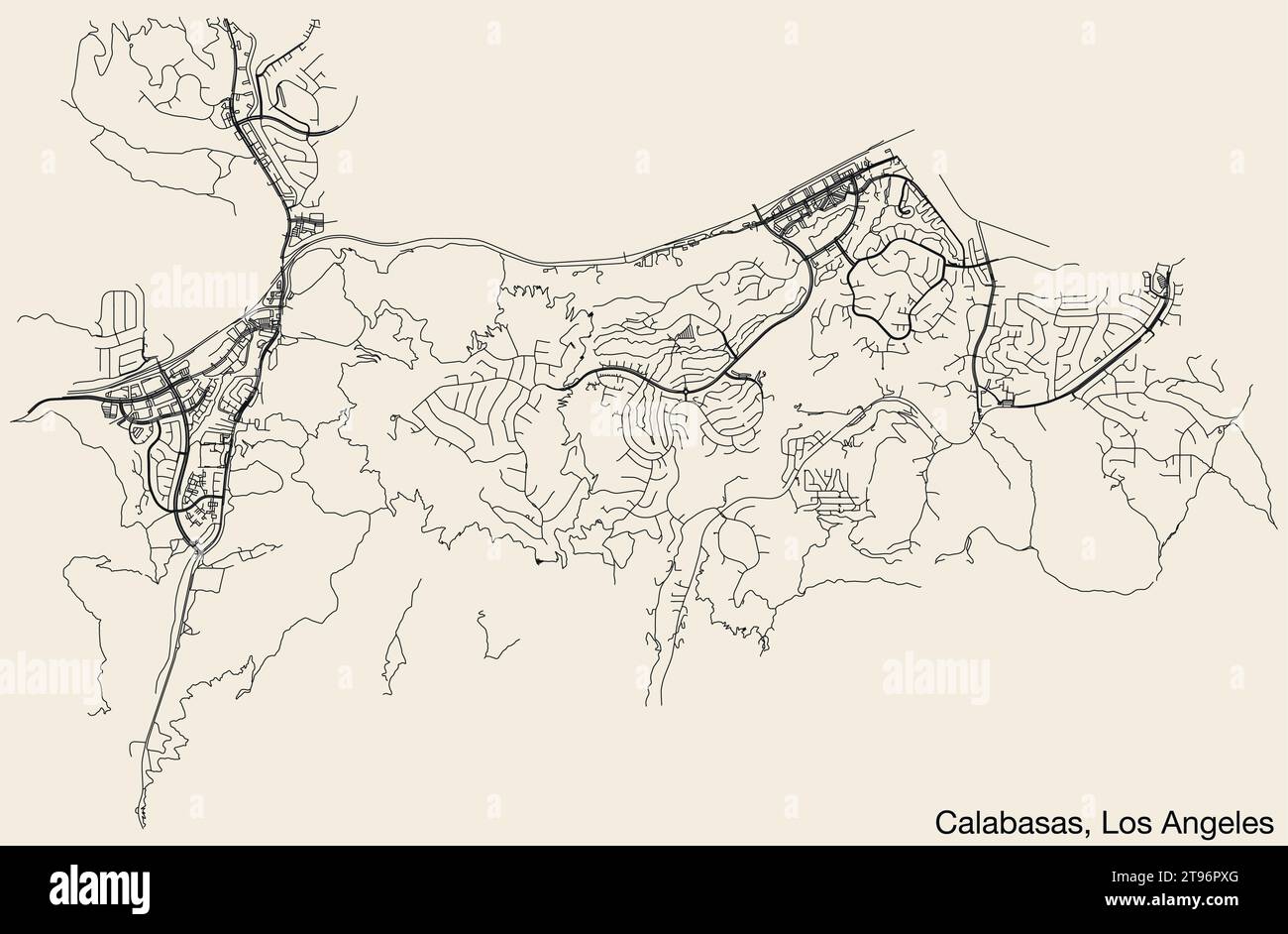 Street roads map of the CITY OF CALABASAS, LOS ANGELES CITY COUNCIL Stock Vector Image & Art Alamy