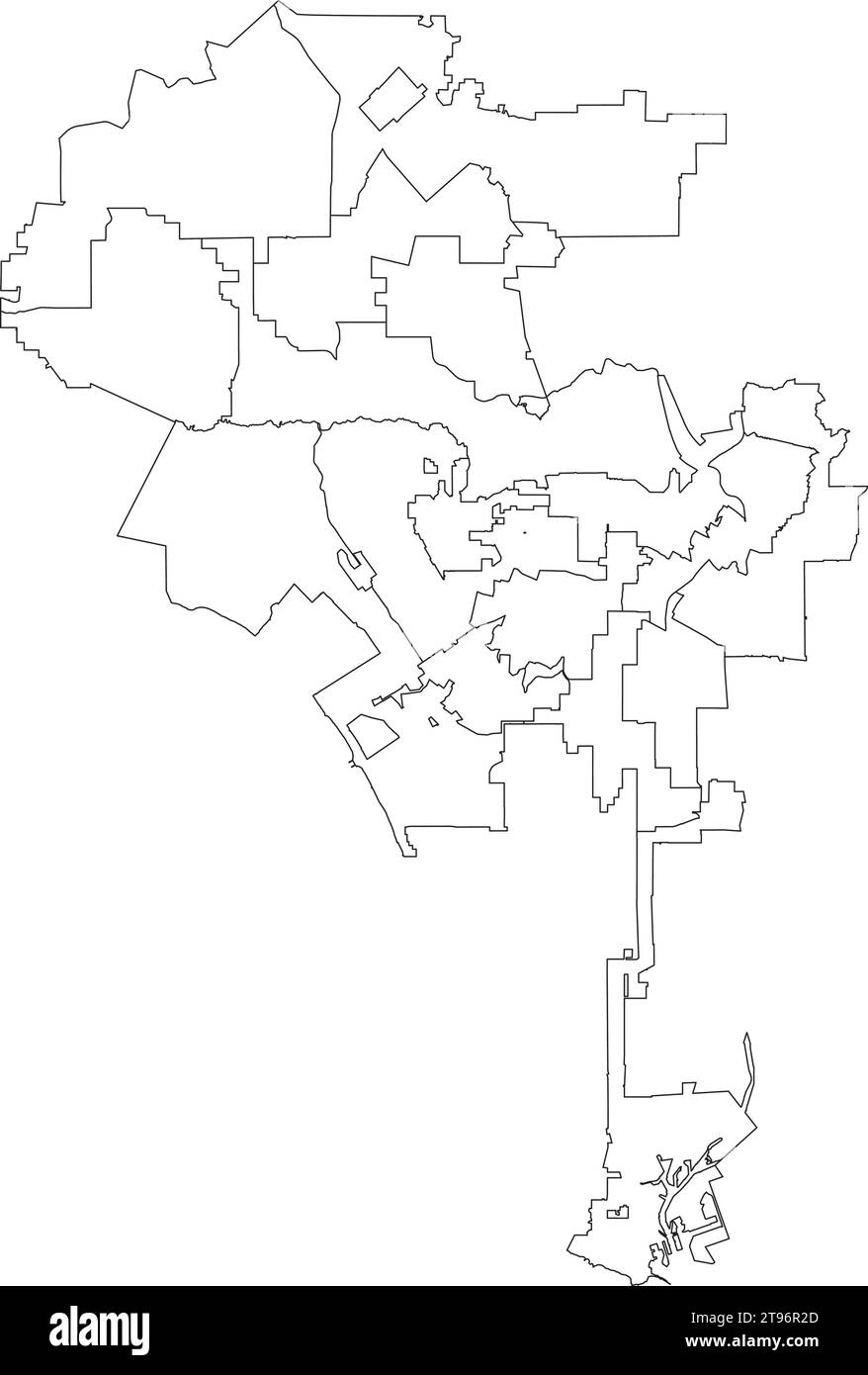 White cities map of the LOS ANGELES CITY COUNCILS, UNITED STATES Stock Vector Image & Art Alamy