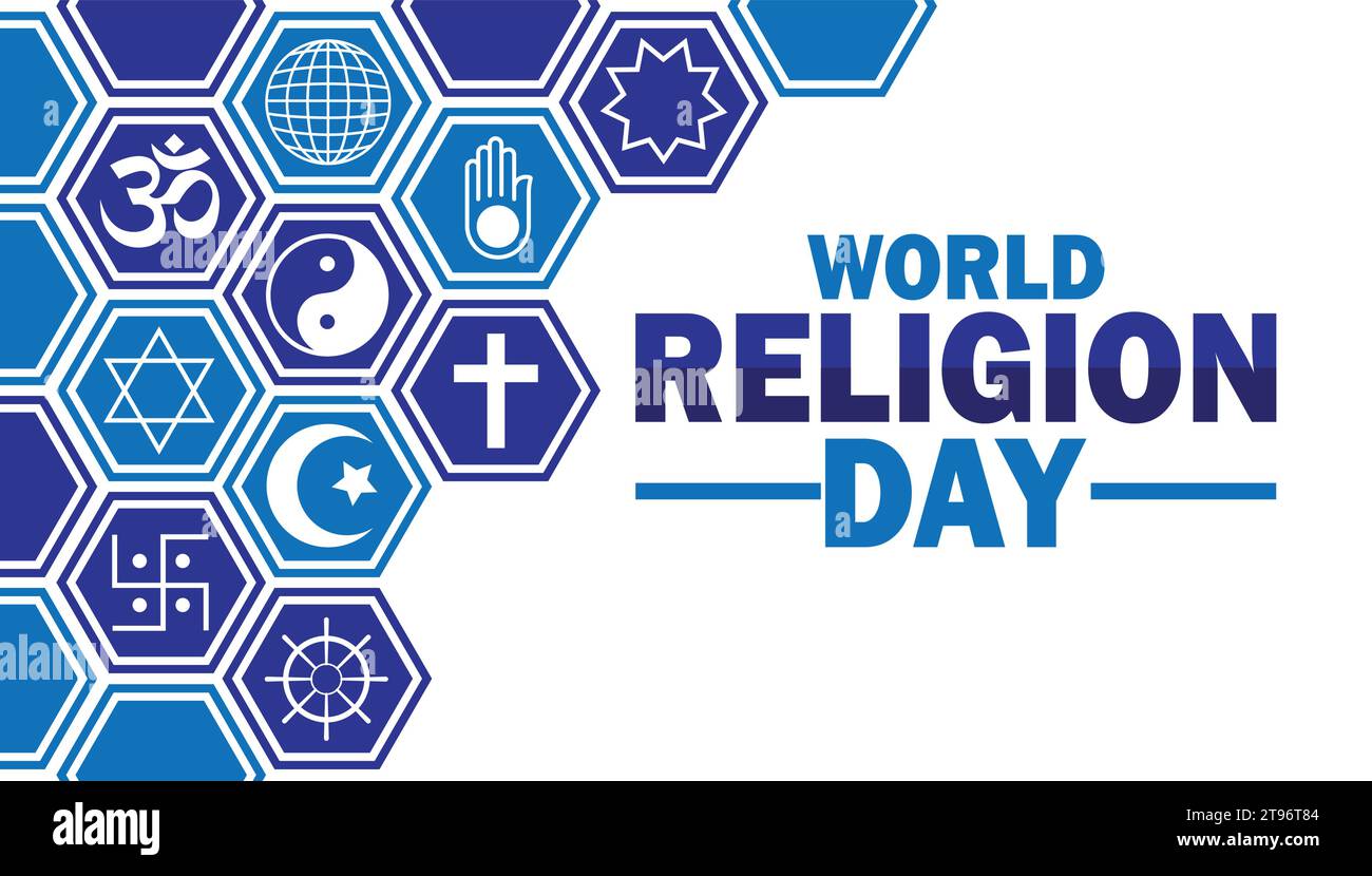 World Religion Day. Holiday concept. Template for background, banner, card, poster with text inscription. Vector illustration Stock Vector