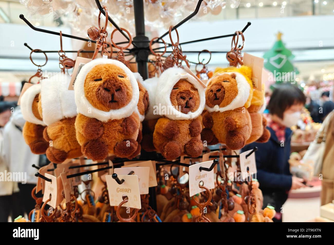 SHANGHAI, CHINA - NOVEMBER 23, 2023 - CapyBara dolls at in China's first pop-up store in Shanghai, China, November 23, 2023. Stock Photo