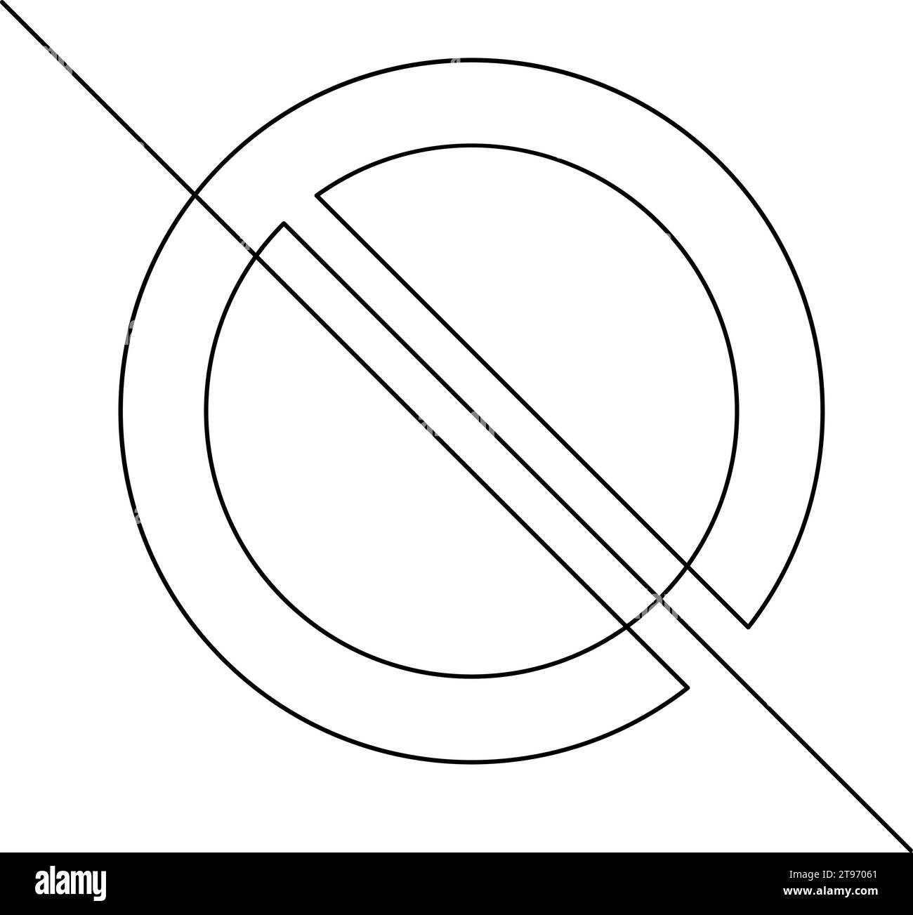 Prohibition sign continuous one line drawing. Single line drawing of stop sign. Vector illustration Stock Vector