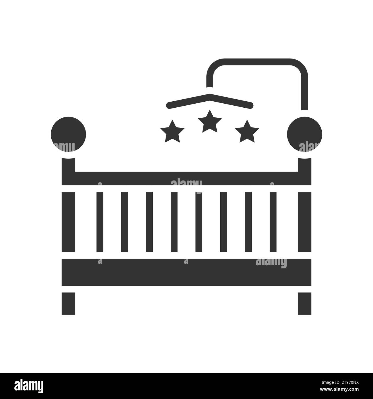 Infant bed icon with hanging toys. Vector illustration Stock Vector