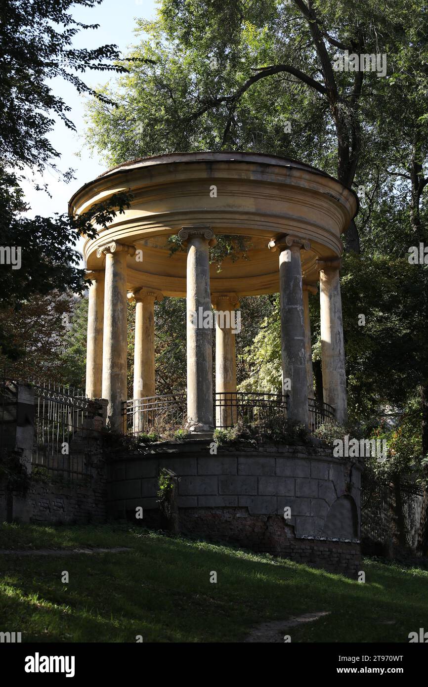 Old abandoned rotunda in the park Stock Photo