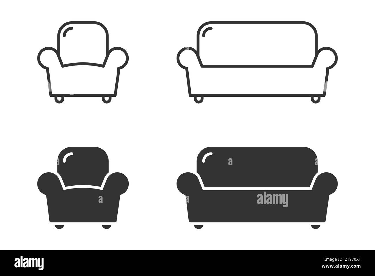 Sofa icon. Armchair icon. Vector illustration Stock Vector