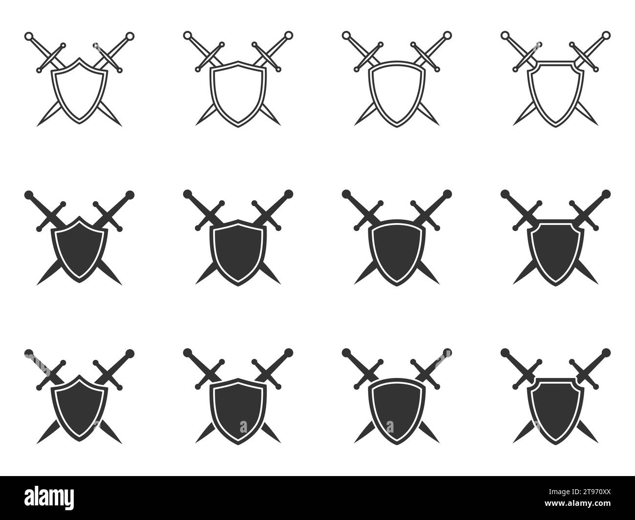 Swords crossed sheath icon set. Vector illustration Stock Vector Image & Art Alamy