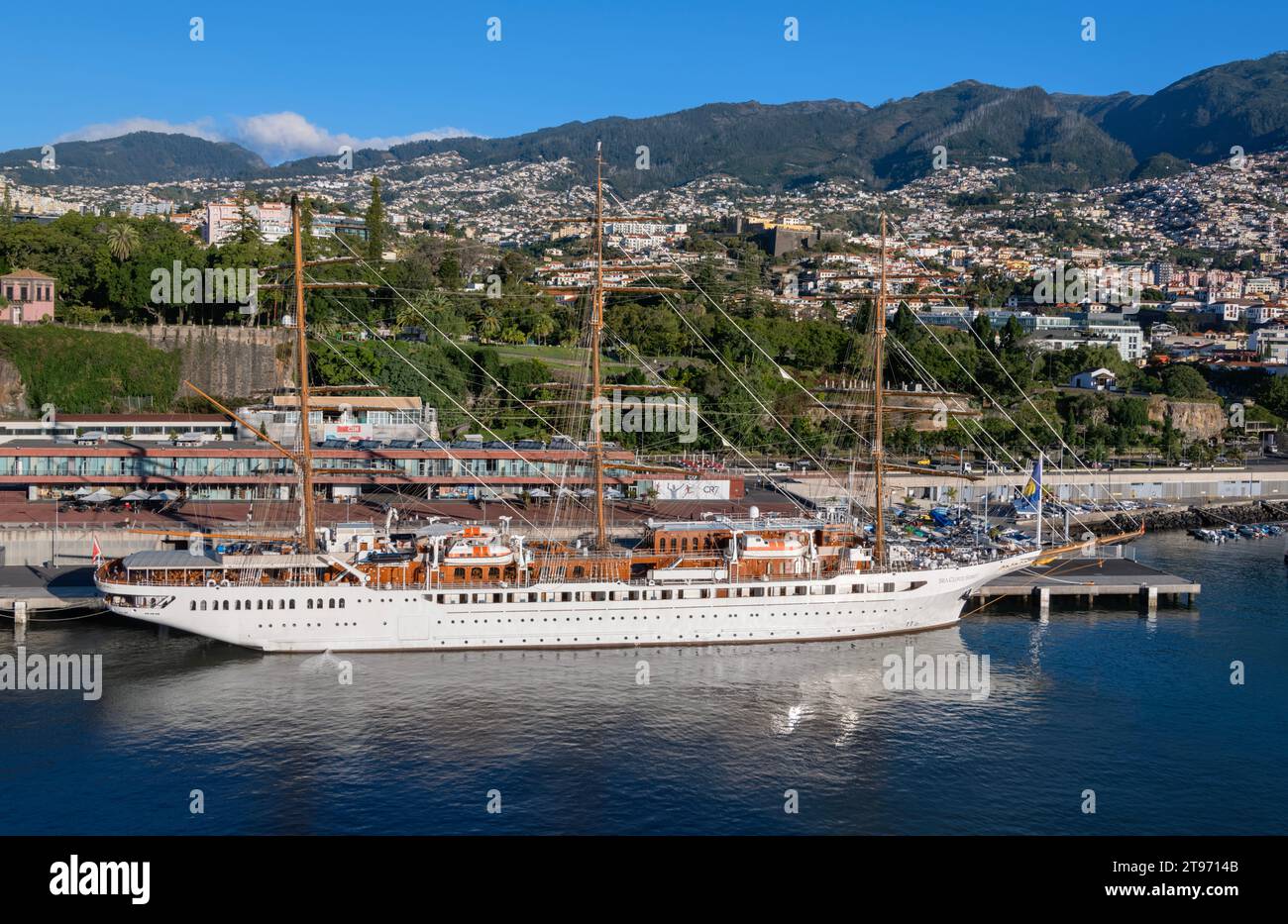 Sea Cloud Spirit 3 masted luxury yacht at Port of Funchal Madeira Portugal Stock Photo