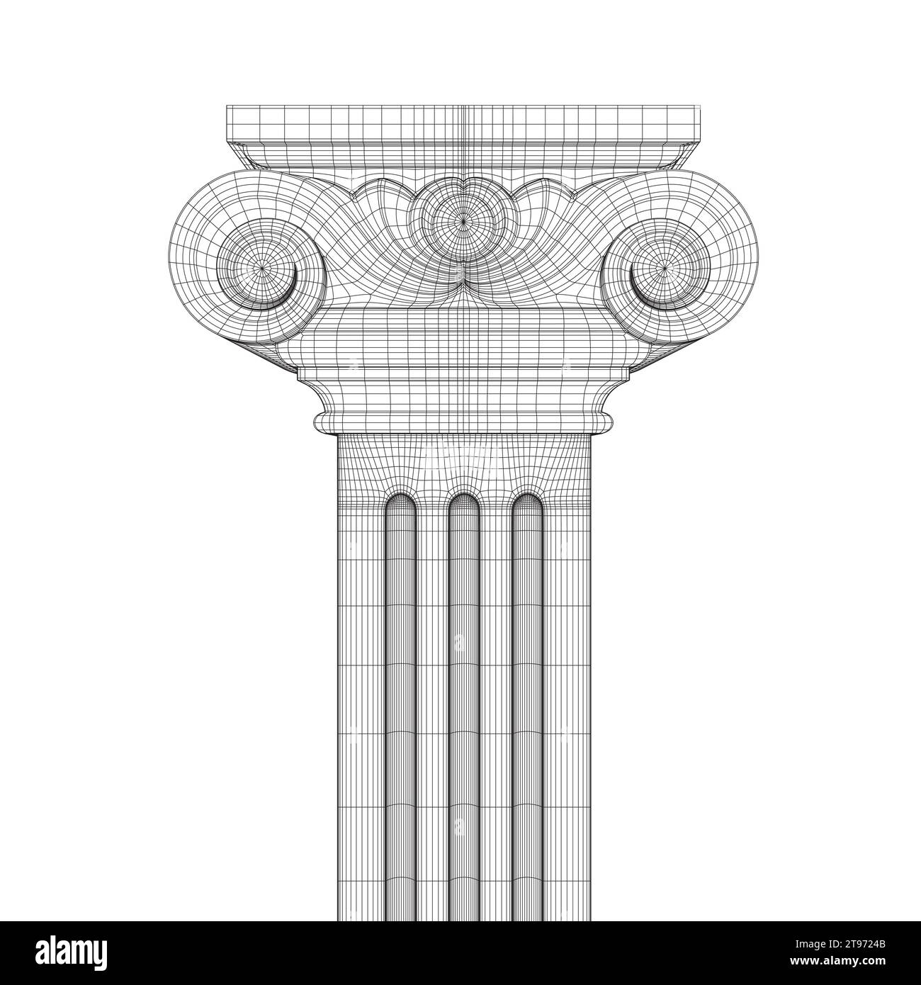 Roman column wireframe. Illustration on white background for design. Classical column architecture element. Logo concept for construct. Vector Art of Stock Vector