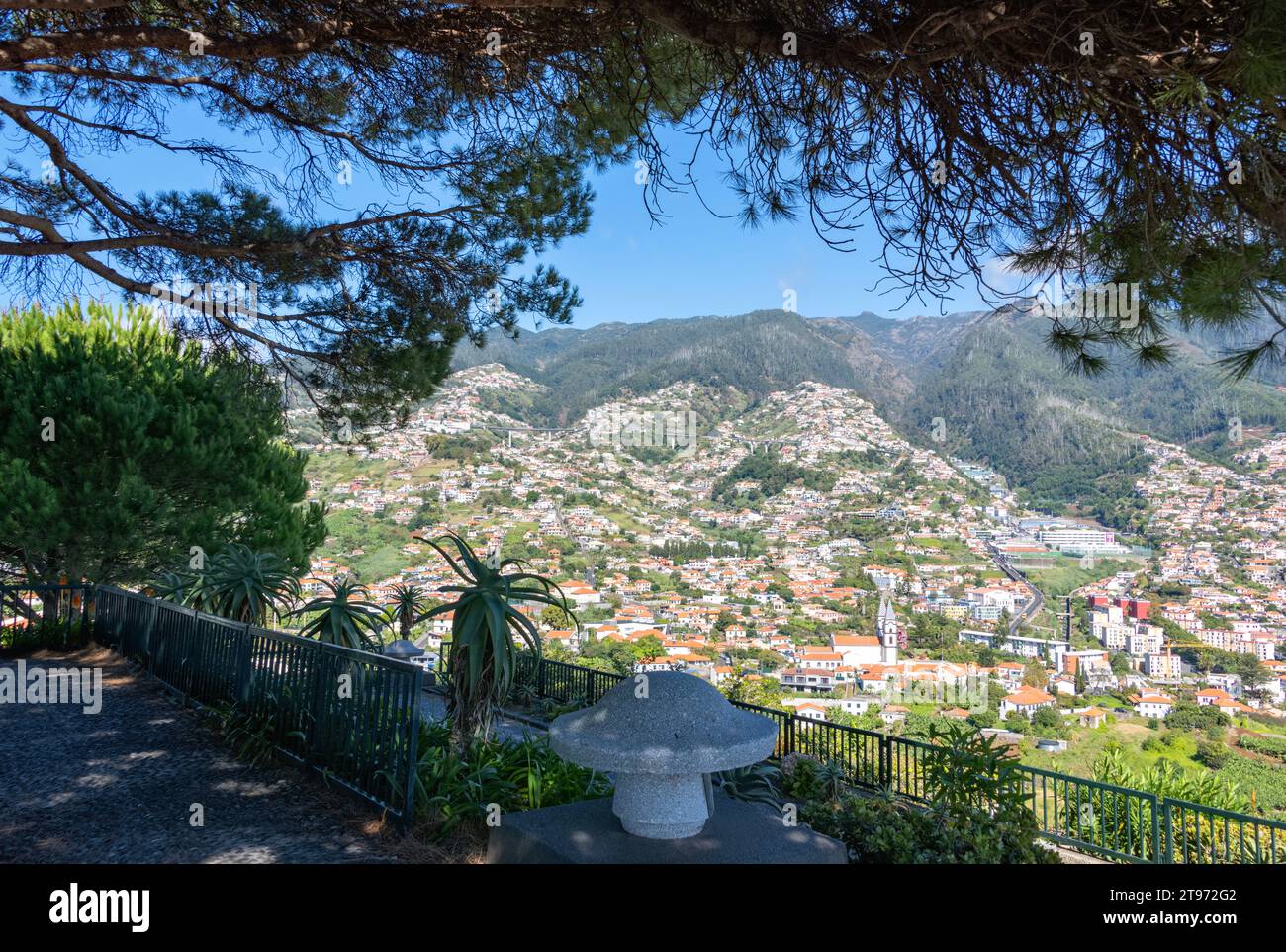 Views across Funchal Madeira from Pico dos Barcelos Viewpoint Portugal Stock Photo