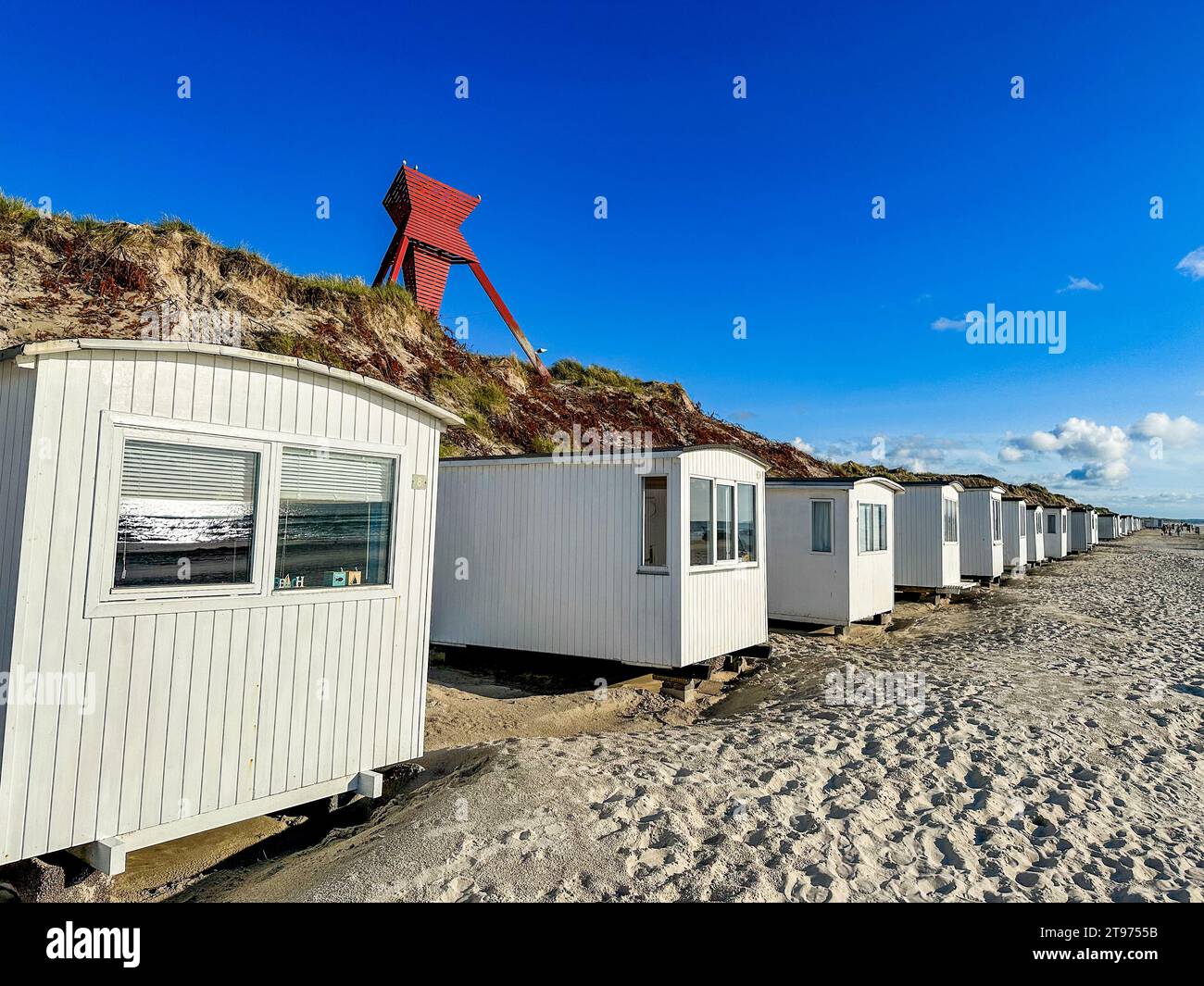 Beach huts at the beach at Blokhus, Denmark Stock Photo Alamy