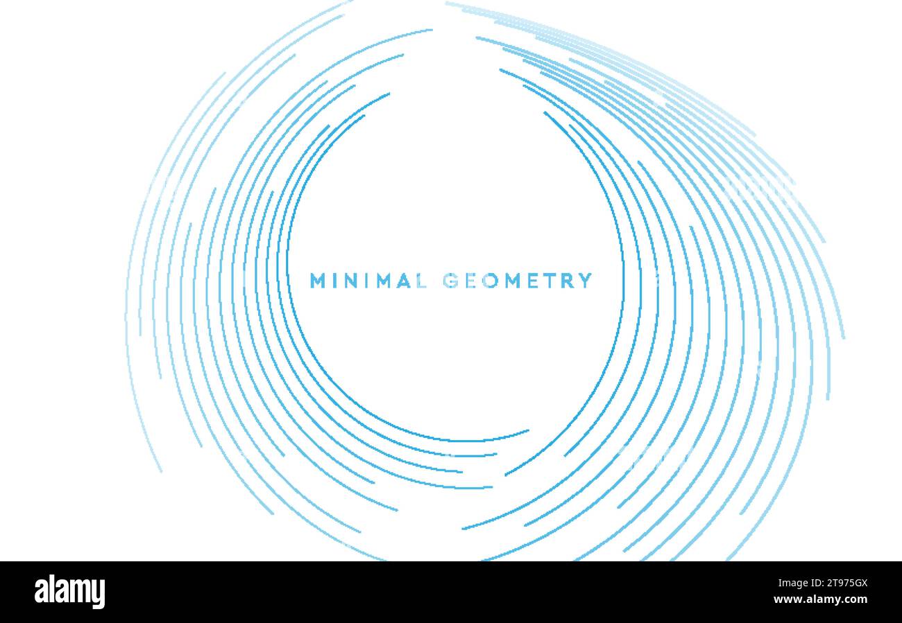 Blue minimal round lines abstract futuristic tech background. Vector ...