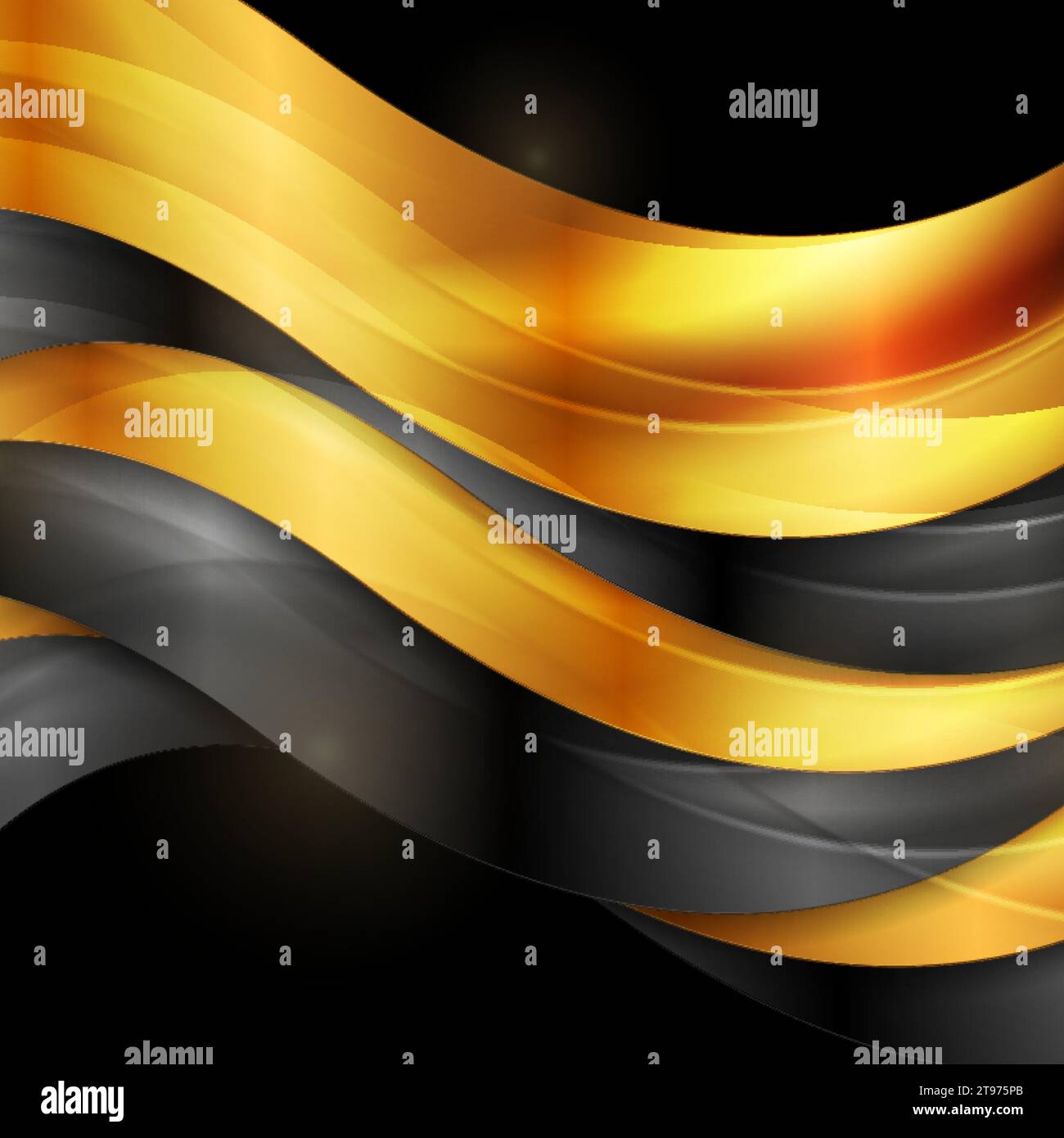 Black and luxury golden glossy waves abstract background. Vector design ...