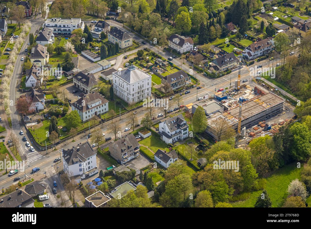 Aerial view, Fidena Theater, construction site and new fire station and rescue station, Hattinger Straße, Weitmar-Mark, Bochum, Ruhr area, North Rhine Stock Photo