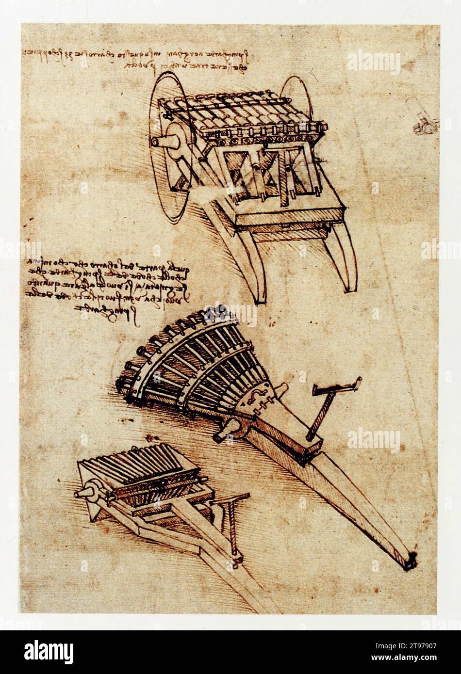 Leonardo da Vinci. Escopettes multiples. Stock Photo