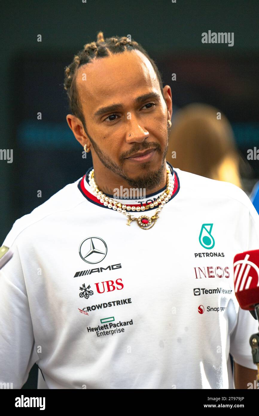 ABU DHABI,UAE. 23RD NOV 2023. LEWIS HAMILTON (MERCEDES).  AHMAD ALSHEHAB/Alamy Live News Stock Photo