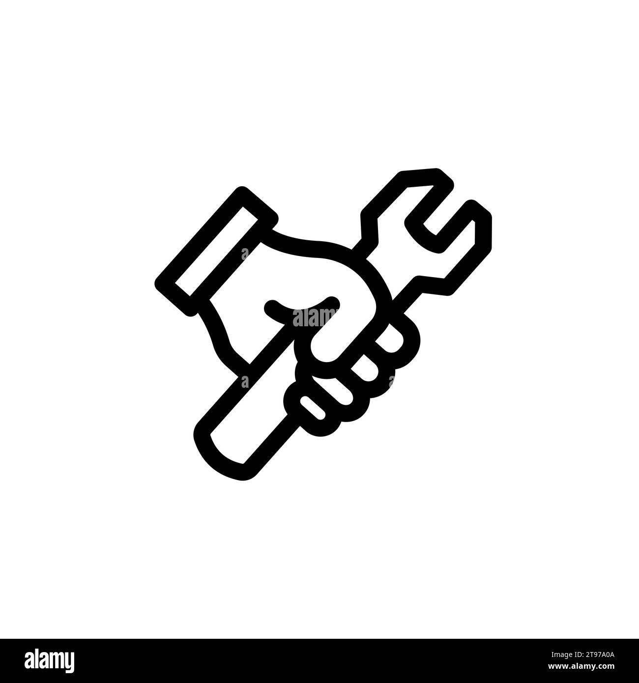 Wrench in hand icon. Outline wrench in hand vector icon for web design isolated on white background Stock Vector