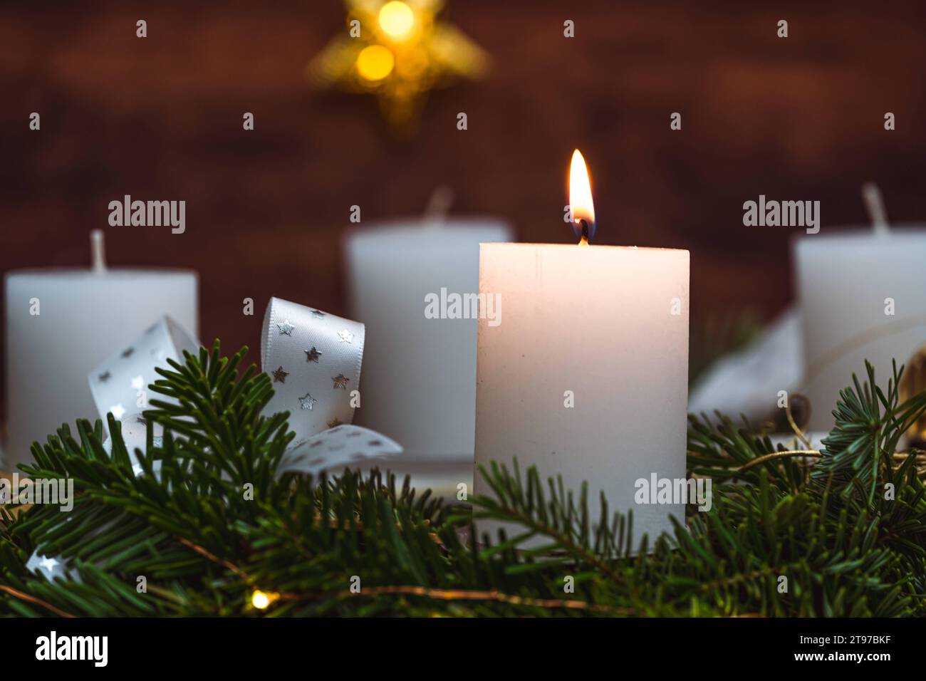Augsburg, Bavaria, Germany November 23, 2023 First Advent, A candle