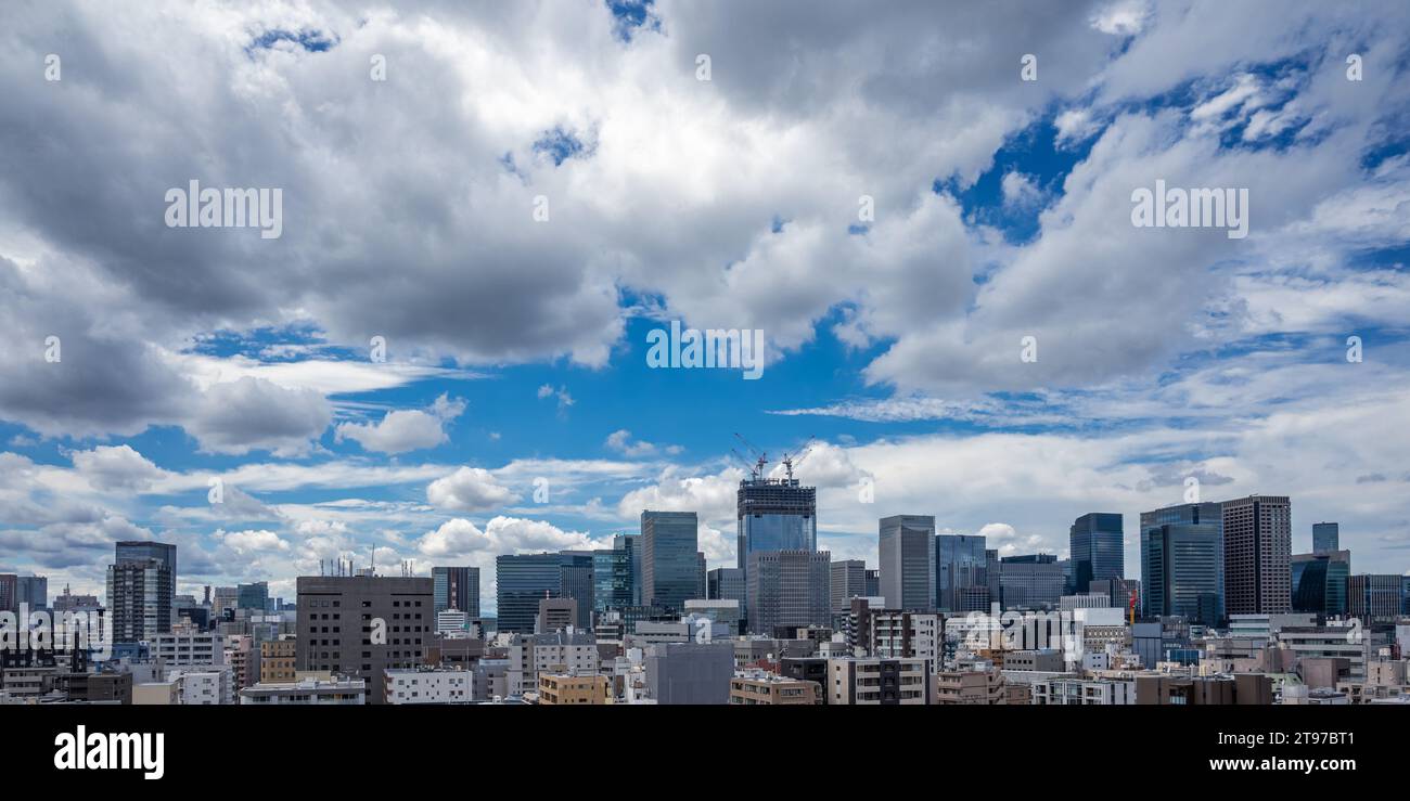 Tokyo skyline on a blue cloudy day Stock Photo