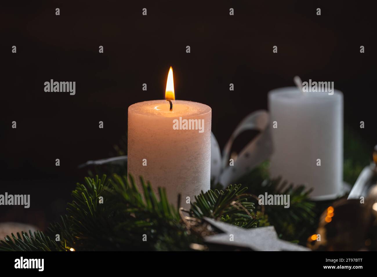 Augsburg, Bavaria, Germany November 23, 2023 First Advent, A candle