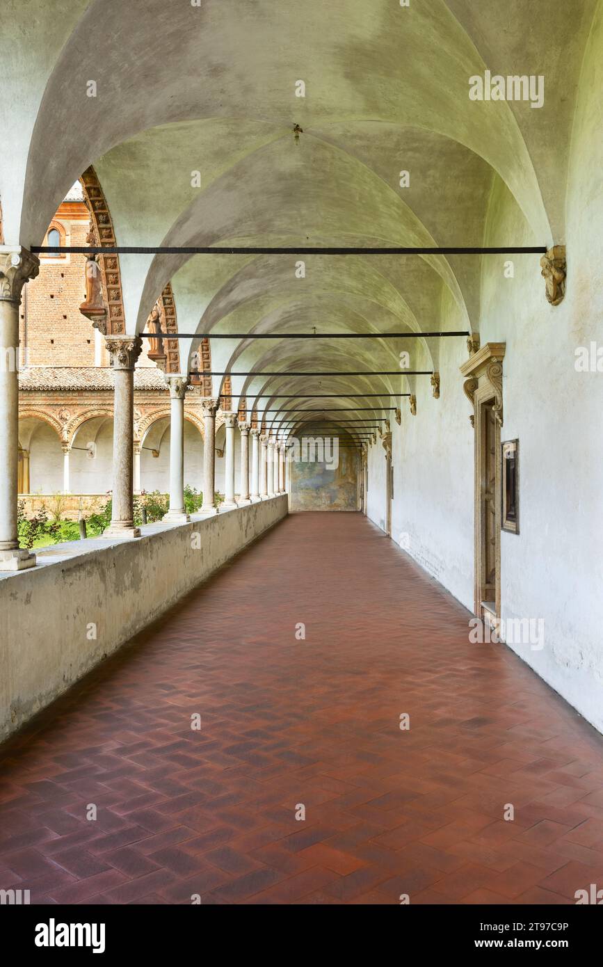 Certosa di Pavia (Lombardy, Italy), cloister of the historic abbey Stock Photo