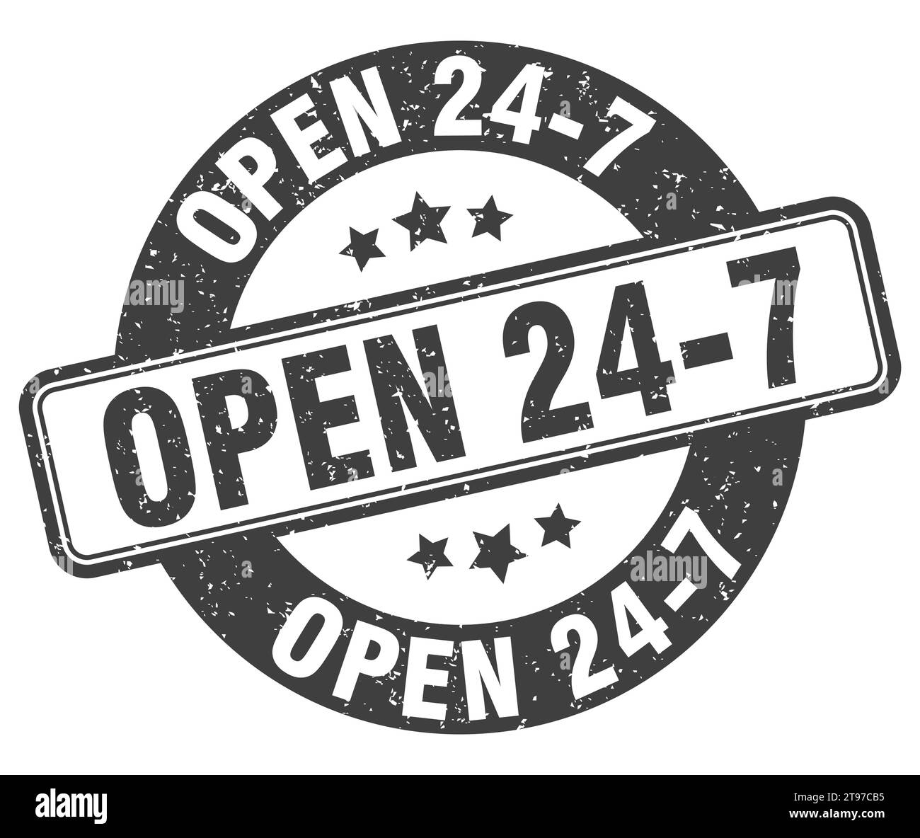 open 24 7 stamp. open 24 7 sign. round grunge label Stock Vector Image
