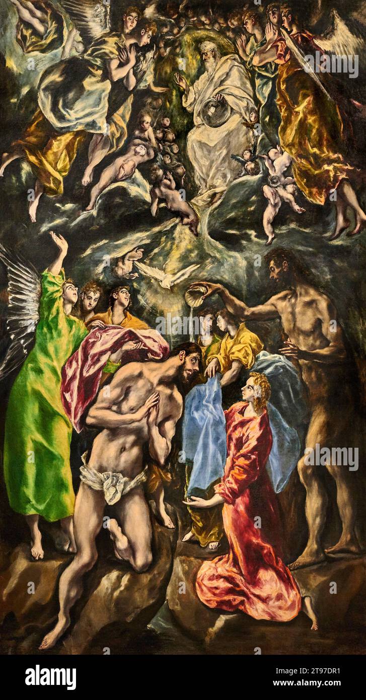 Battesimo di Cristo  -  olio su tela - El Greco - 1608/1621  -  Toledo, Fundacion Casa Ducal de Medinaceli, Hospital de Tavera Stock Photo