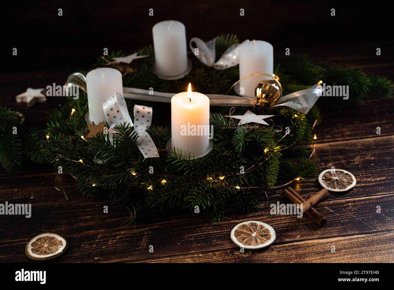 Augsburg, Bavaria, Germany November 23, 2023 First Advent, A candle