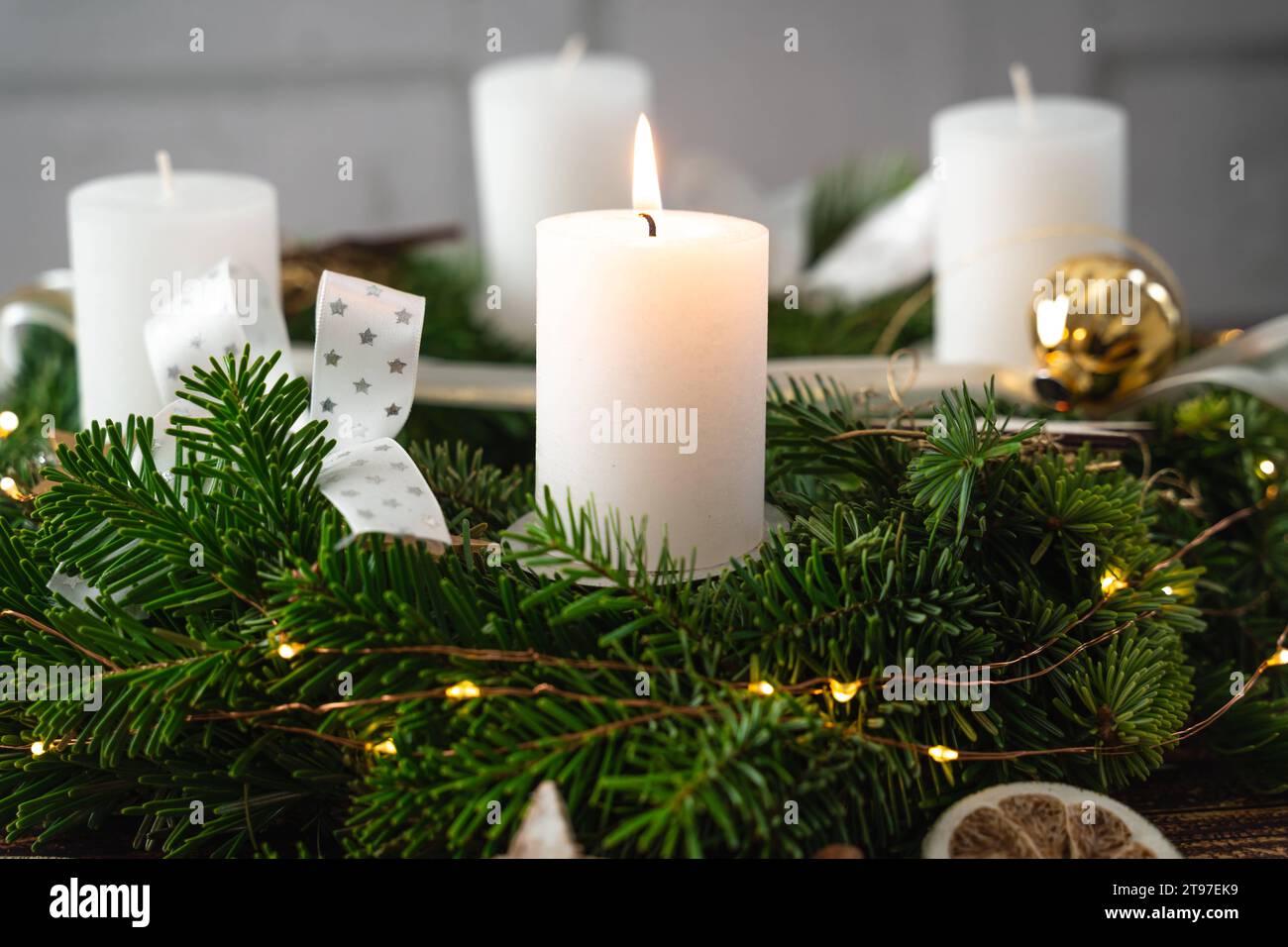 Augsburg, Bavaria, Germany November 23, 2023 First Advent, A candle