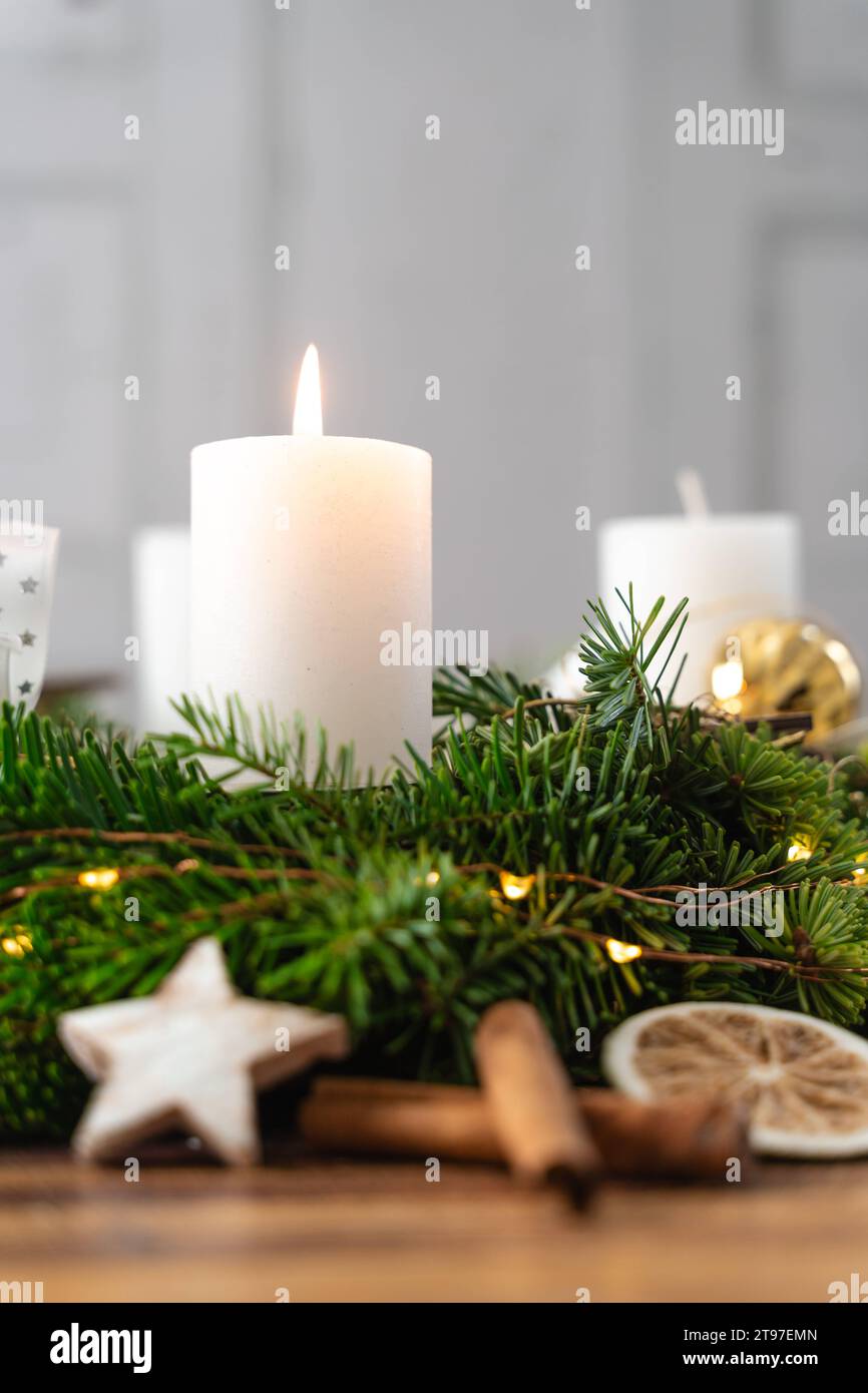 Augsburg, Bavaria, Germany November 23, 2023 First Advent, A candle