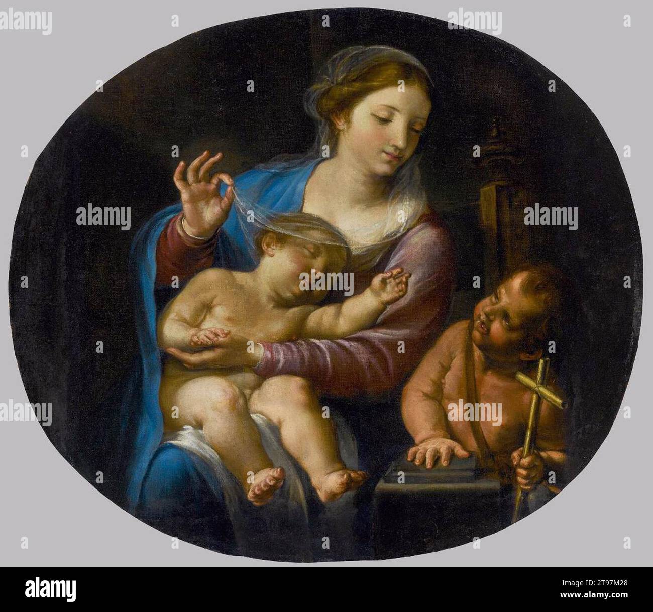 Virgin and child with infant st john the baptist hi-res stock ...