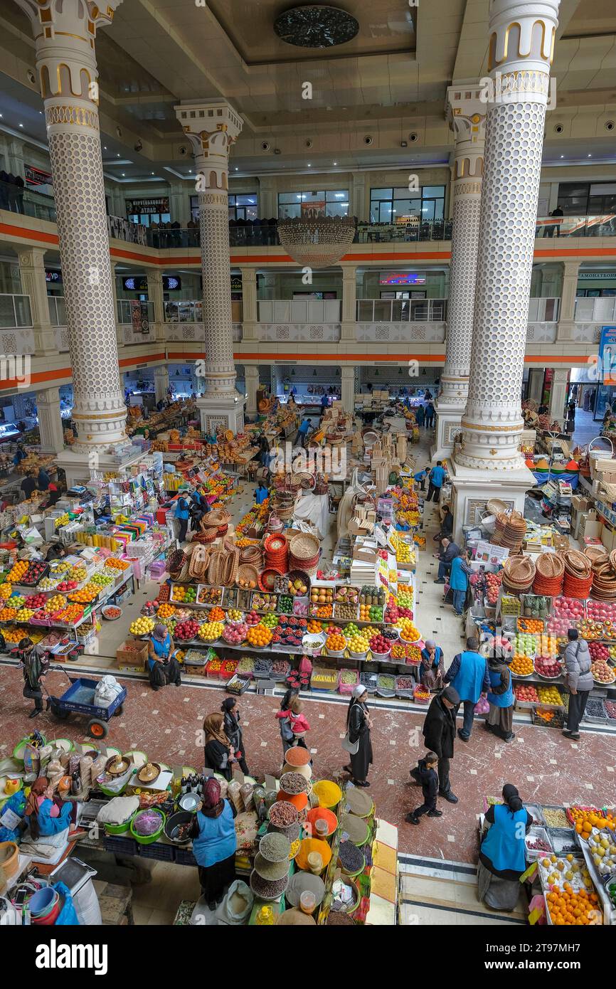 Dushanbe, Tajikistan - November 11, 2023: People shopping in the main