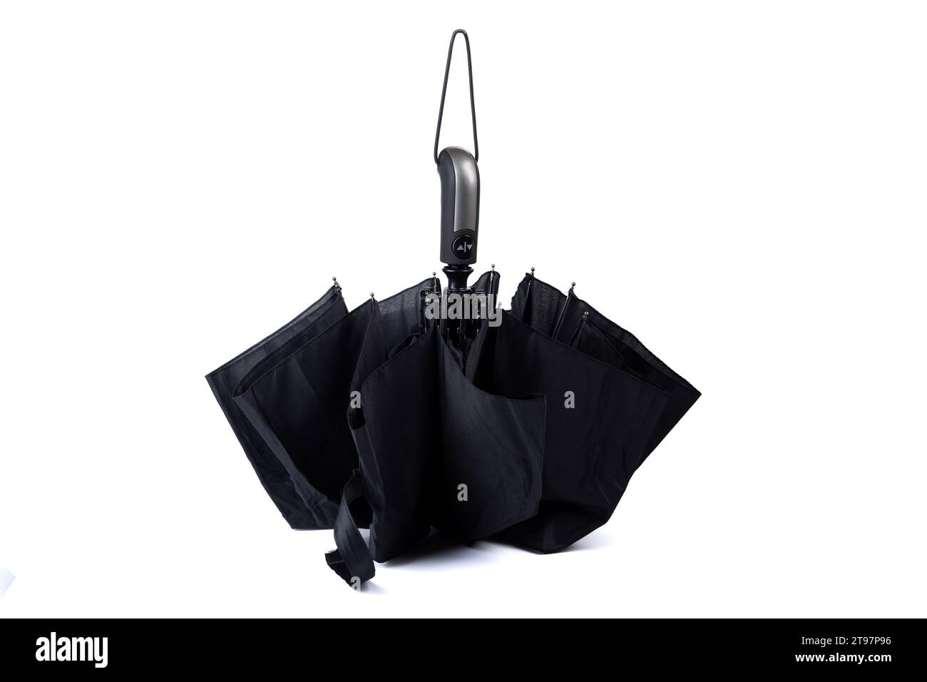 Men's automatic umbrella isolated on a white background. Copy space. Stock Photo