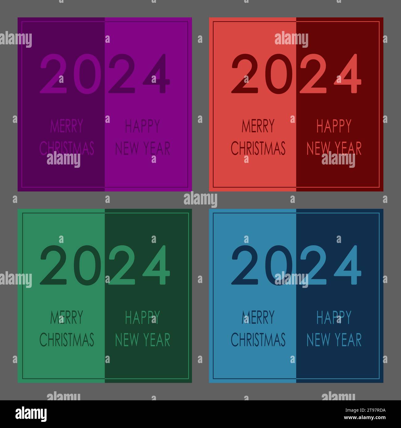 Merry Christmas and Happy New Year 2024. Festive design with numbers