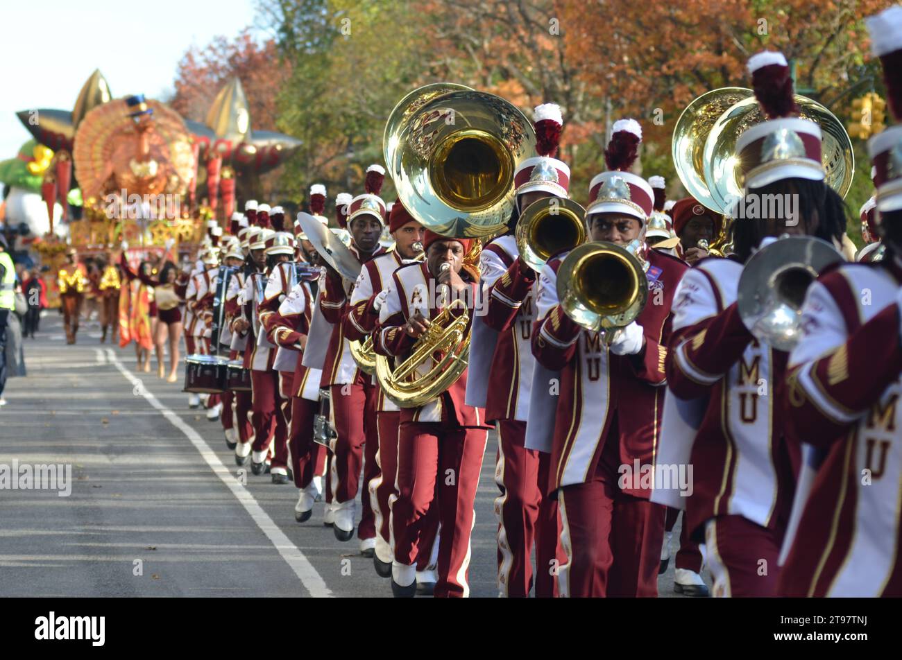 New York City, United States. 23rd November, 2023. Marching band is