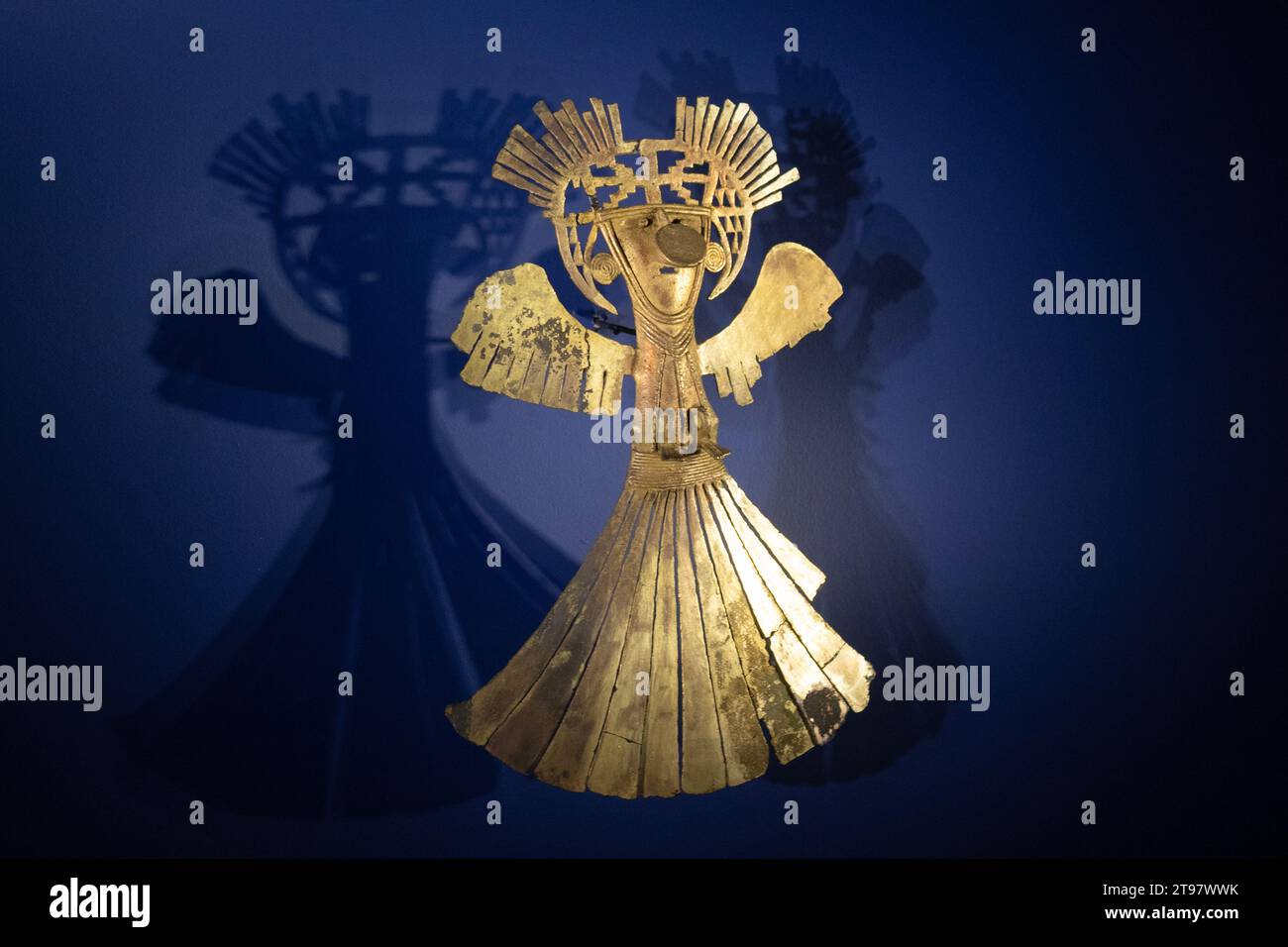 Indigenous bird chaman golden pectoral piece at golden museum Stock Photo
