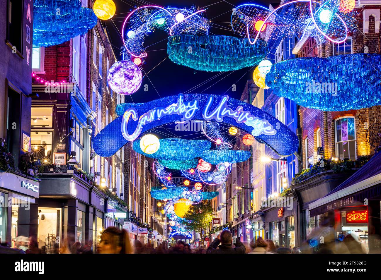 The Christmas Lights In Carnaby Street, London, UK Stock Photo