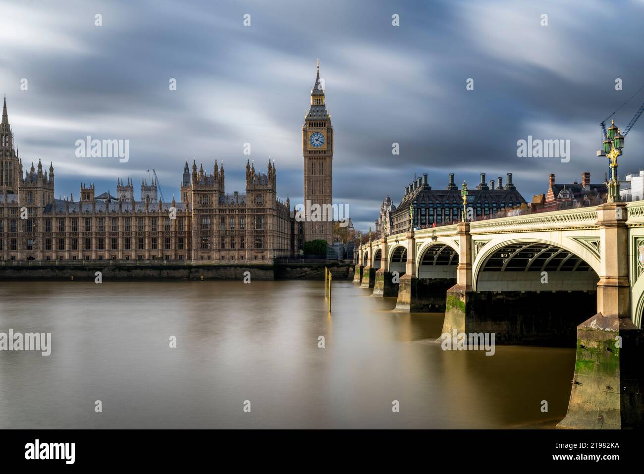 Westminster Bridge, The River Thames and The Houses of Parliament, London, UK Stock Photo