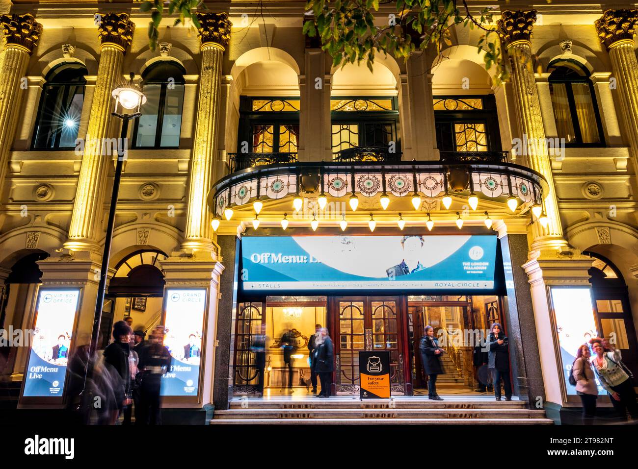 The London Palladium Theatre At Night, Argyll Street, London, UK Stock Photo