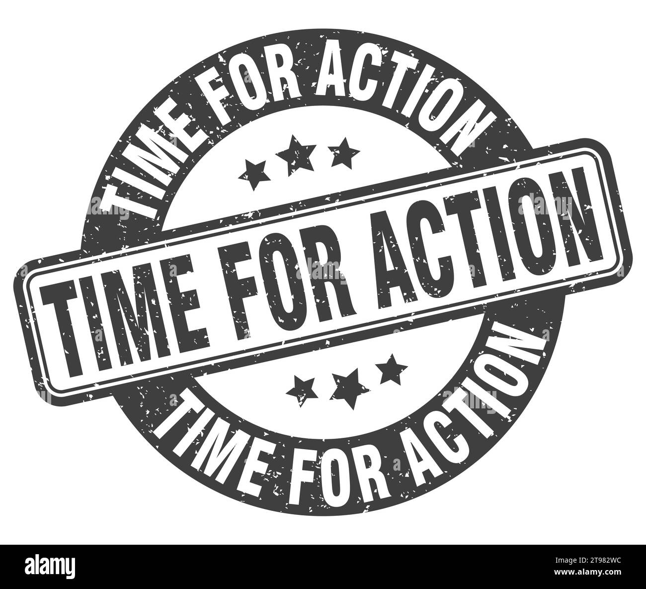 time for action stamp. time for action sign. round grunge label Stock ...