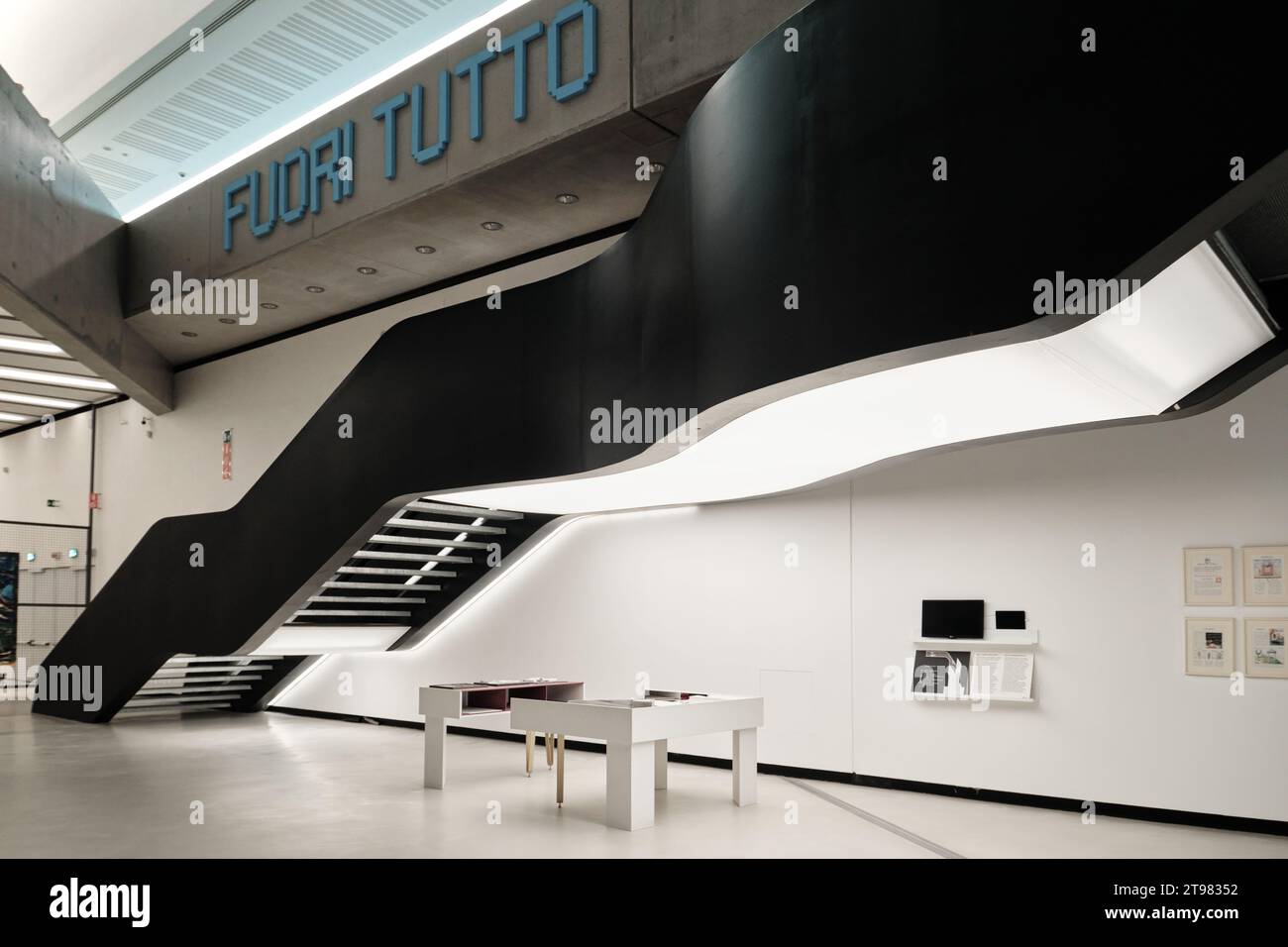 Rome, Italy - October 29 2023: Interior of MAXXI national museum of 21st-century contemporary art and architecture, building designed by Zaha Hadid Stock Photo