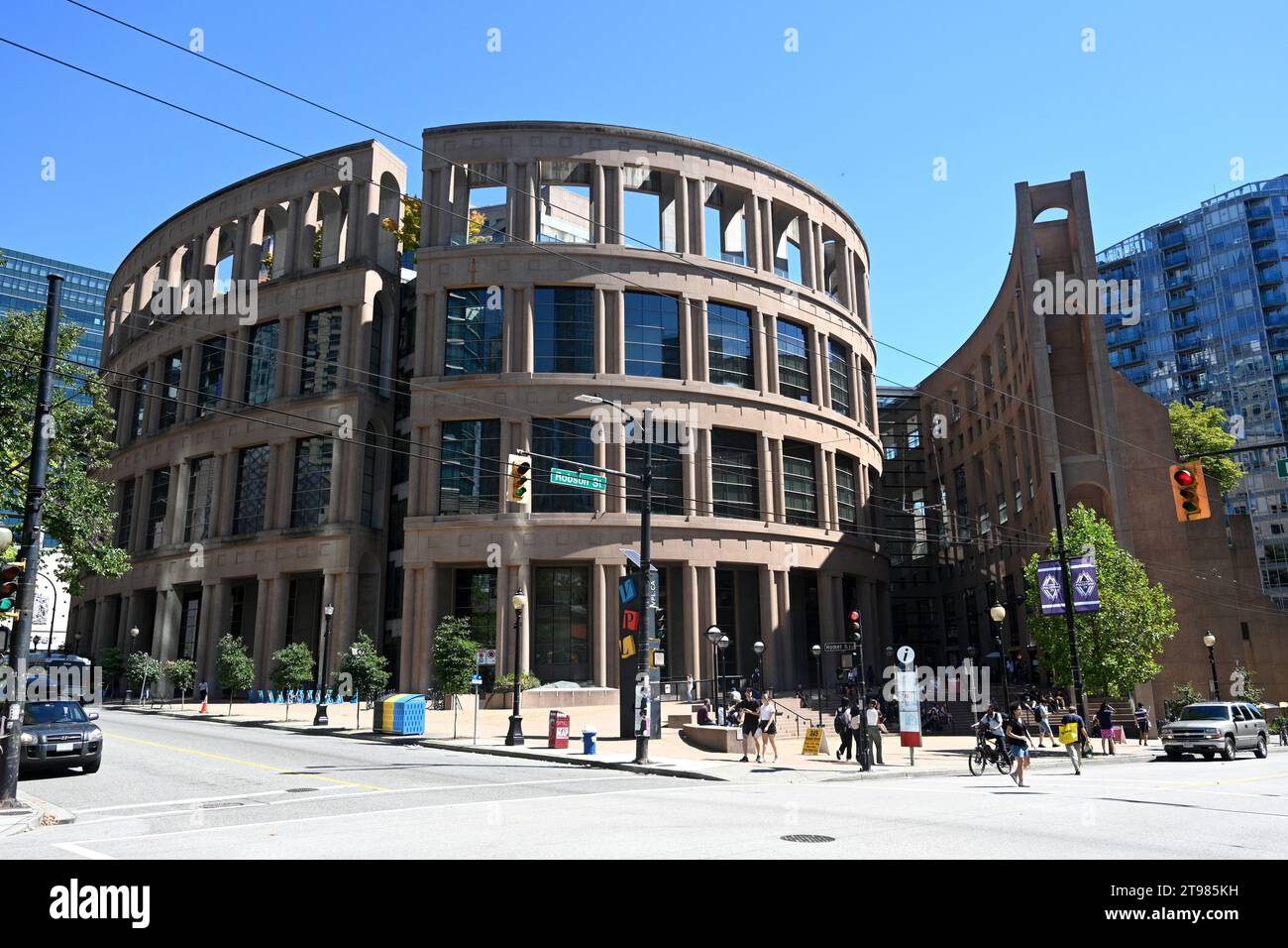 Vancouver, BC, Canada - August 15, 2023: The Vancouver Public Library main building at Library Square in Vancouver. Stock Photo