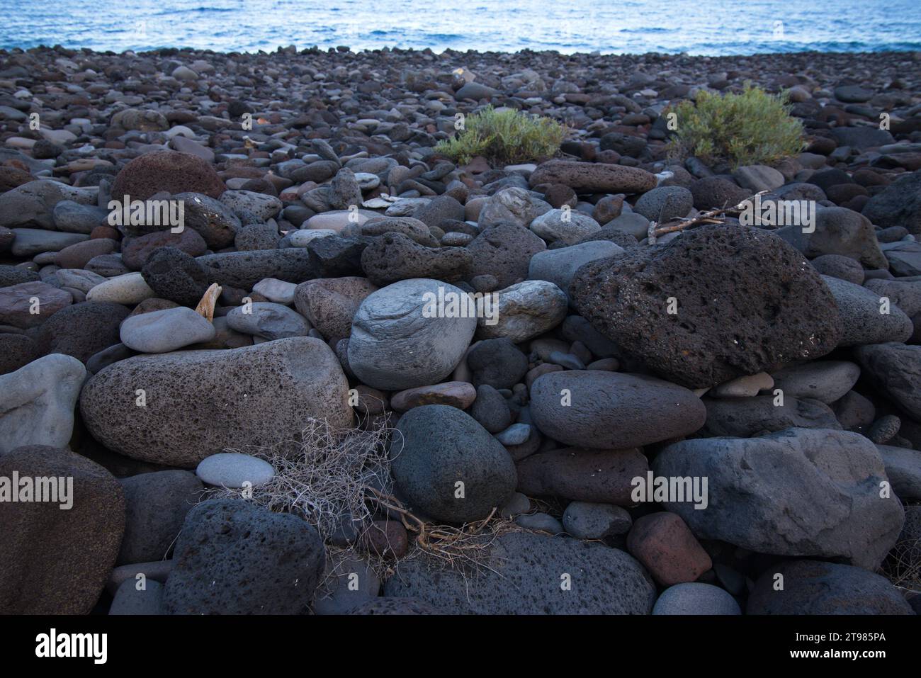 Rocks on a beach on the island of El Hierro. Rocas en una playa de la isla de El Hierro Stock Photo