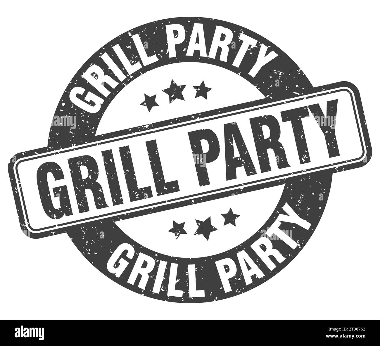 grill party stamp. grill party sign. round grunge label Stock Vector